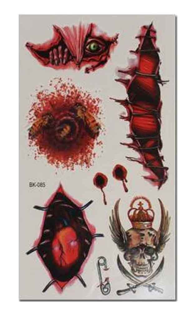 Set of 8 Halloween Scared Tattoo Stickers, Disposable and Waterproof [Q]