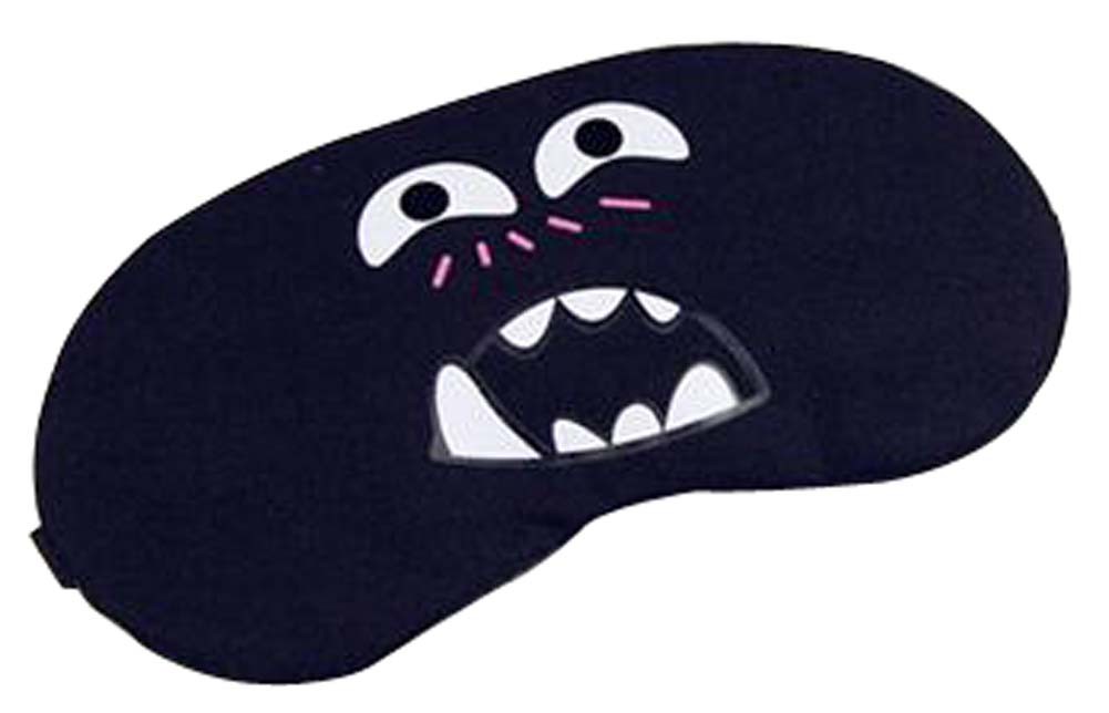 Cute Face Eye Cover Cloth Travel Sleep Goggles Siesta Eye Mask Black