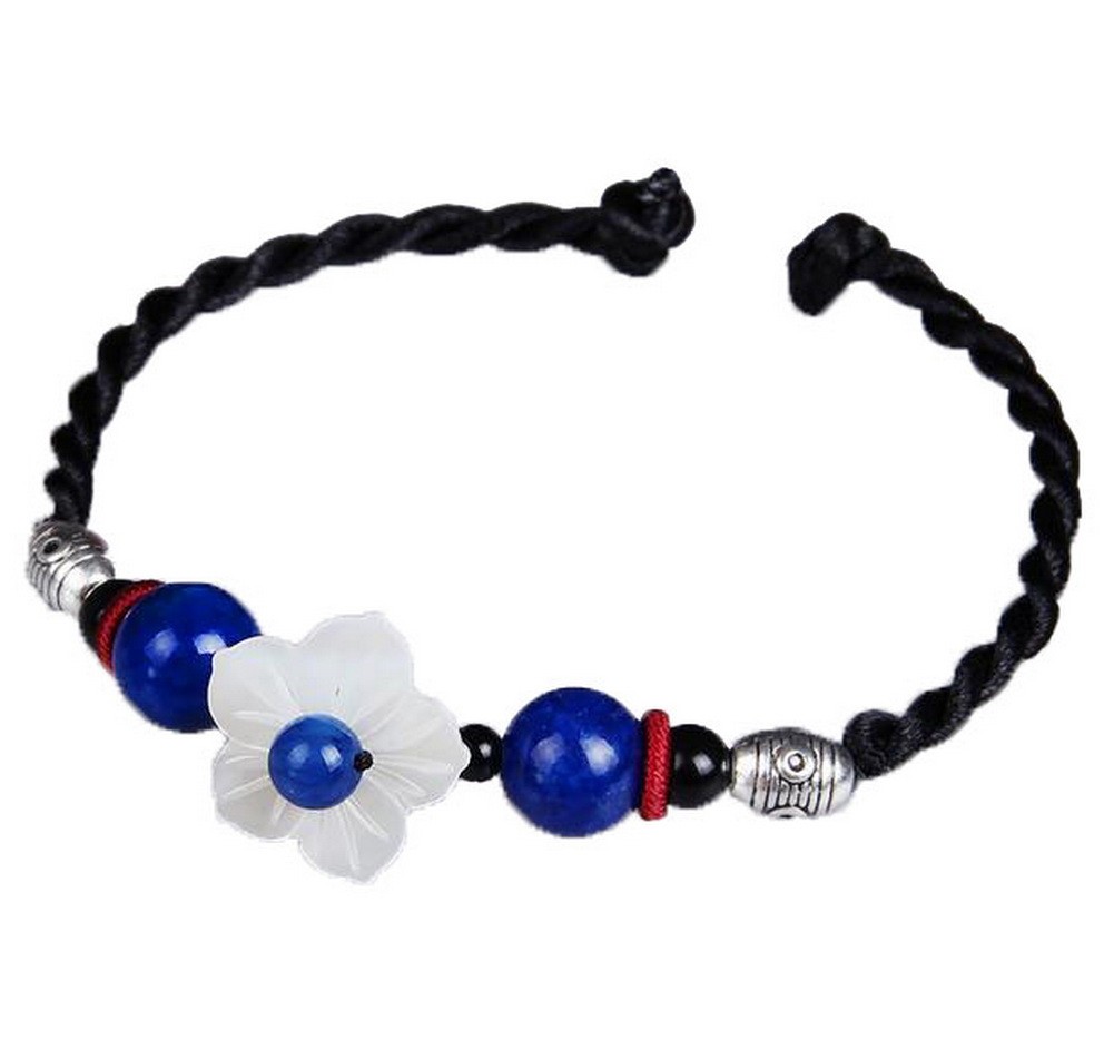 [Bead and Flower] Artificial Stone Bracelet Hand-knotted Bracelet