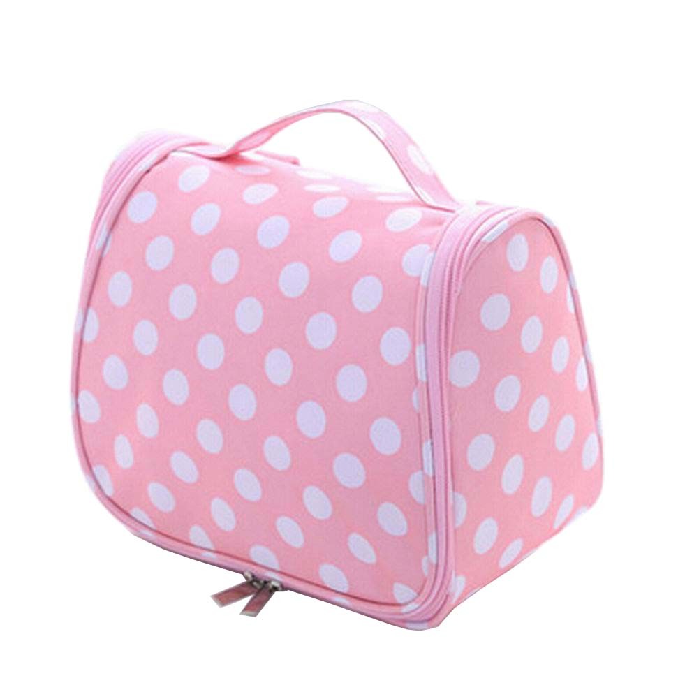 Portable Cosmetic Bag Toiletry Bag Travel Makeup Bag Dot Pink
