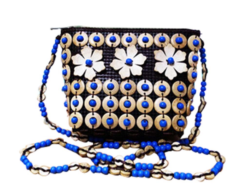 Unique Bohemia Ladies Mini Cross Over Bags Handmake Crossbody Handbags Blue