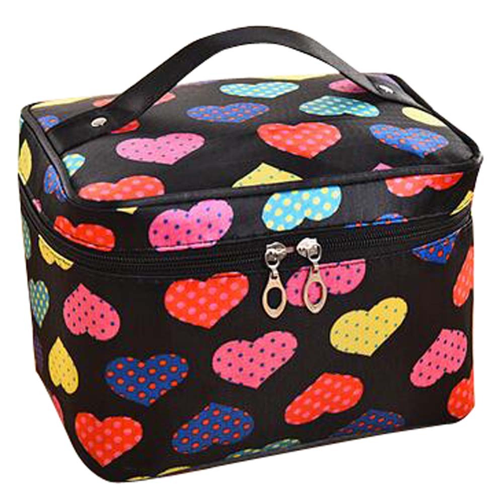Travel Cosmetic Bag Cartoon Bucket Bag Cosmetic Pouch (Colorful Heart)