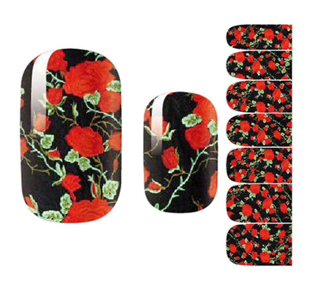 [Black & Red] Set of 5 Elegant Nail Stickers Manicure Nail Decals
