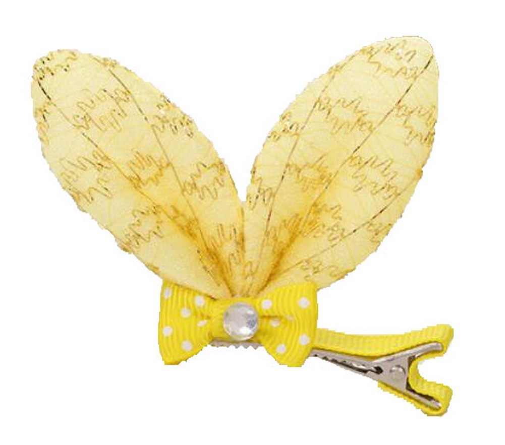 [Gold Wire] Yellow Rabbit Ears Design Hair Clips Small Hair Pins, 10 PCS