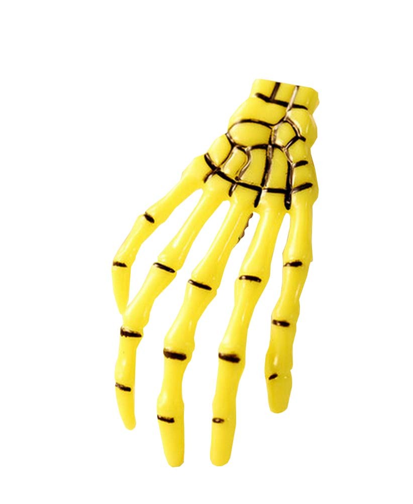 Set of 4 Creative Skeleton Hand Hair Clip Party Woman Girl Hairpin Yellow