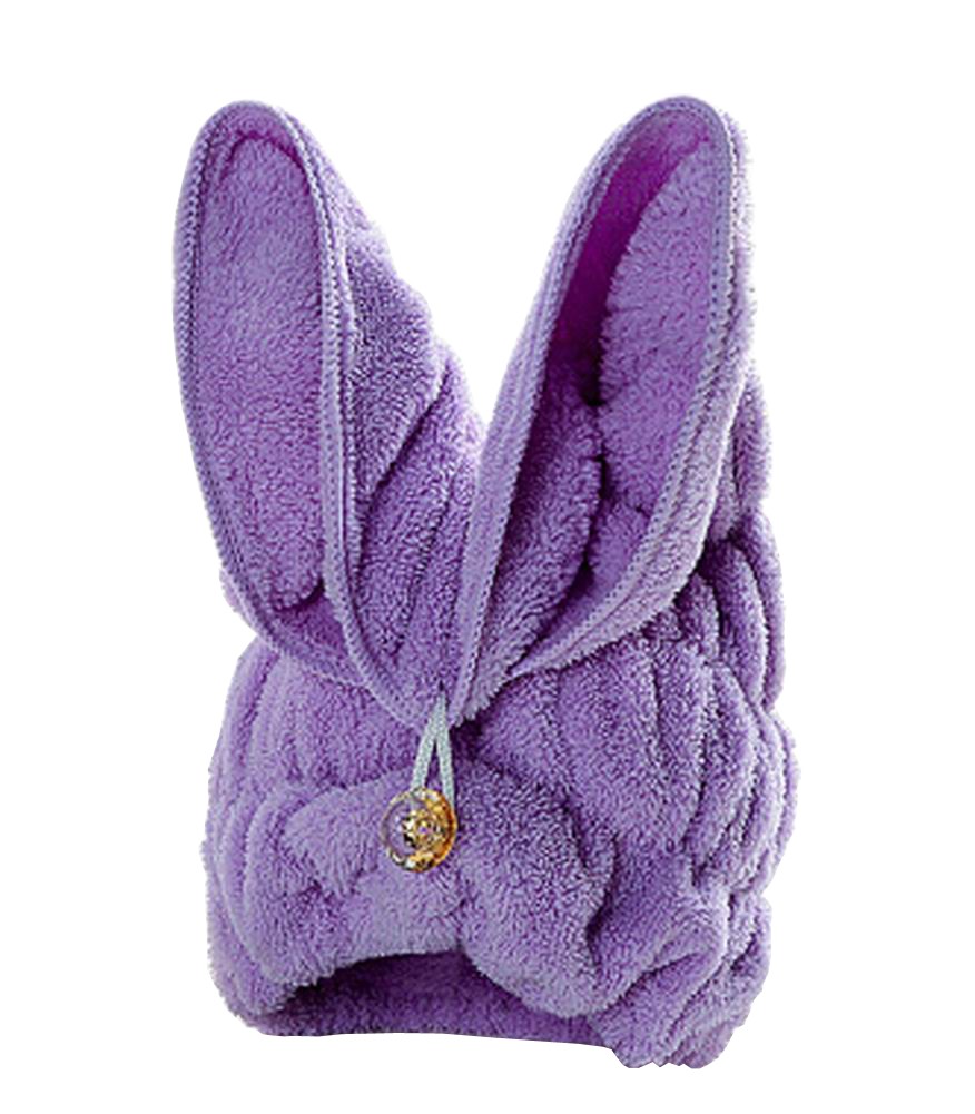 Bath Towel Hair Dry Hat Cap Hair Drying Towel Lady Bath Tool Rabbit Purple