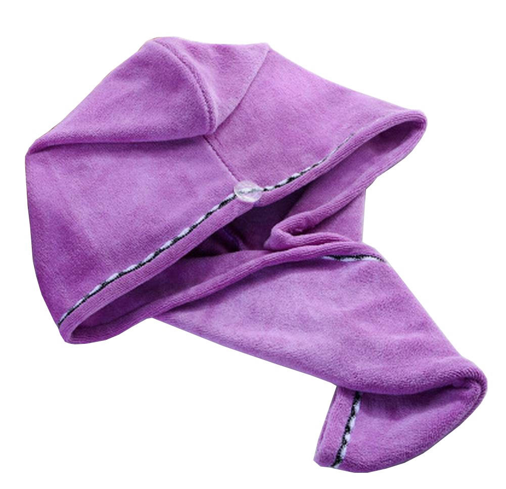 Bath Towel Hair Dry Hat Cap Hair Drying Towel Lady Bath Tool Purple