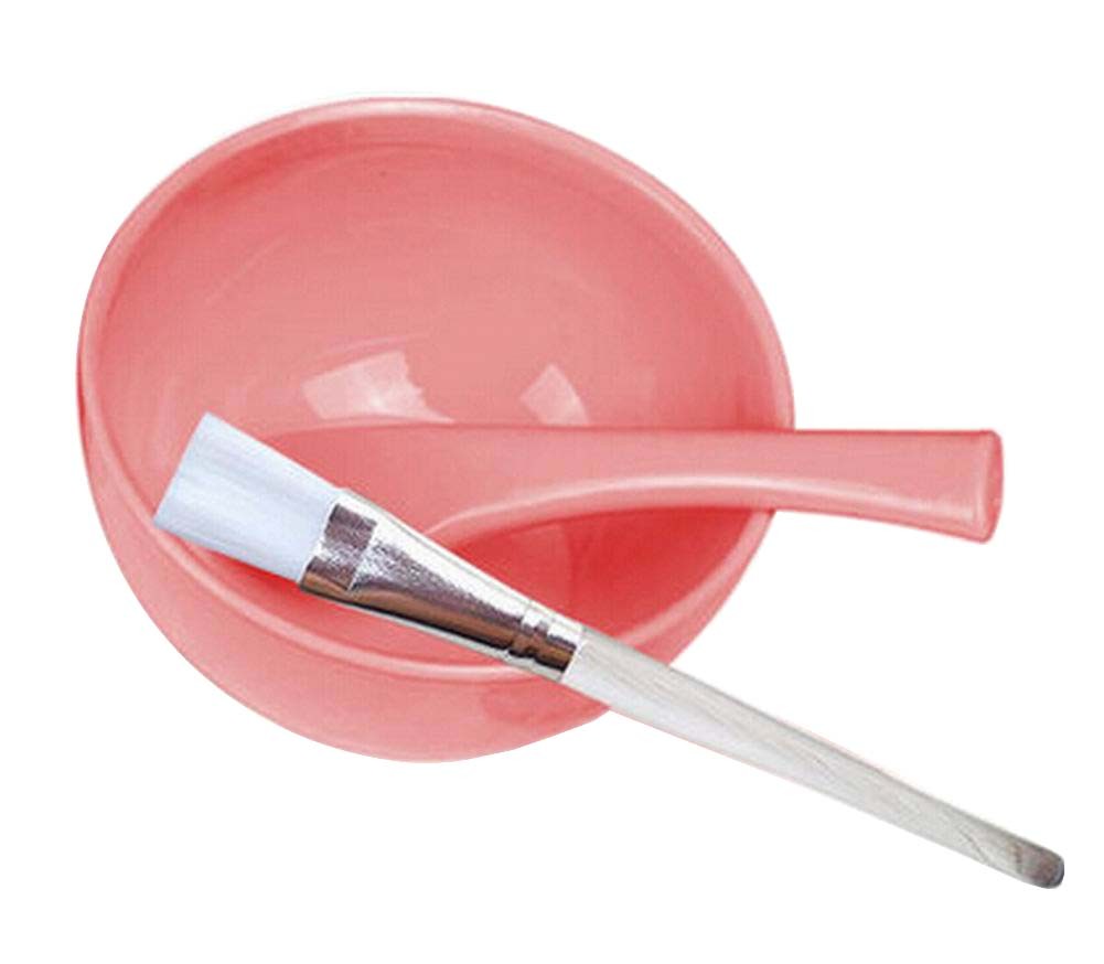 [Pink] 3 in 1 DIY Facial Mask Tools Face Mask Mixing Bowl Set