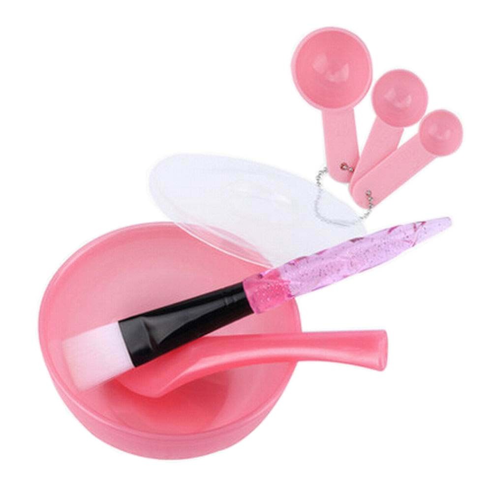 [Pink] DIY Facial Mask Tools Mask Bowl Brush Spoon Set