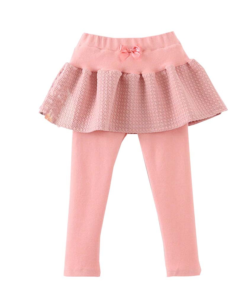 Warm Set of Leggings And Skirt Winter Baby Girl Double Skirt Leggings Pink 100cm