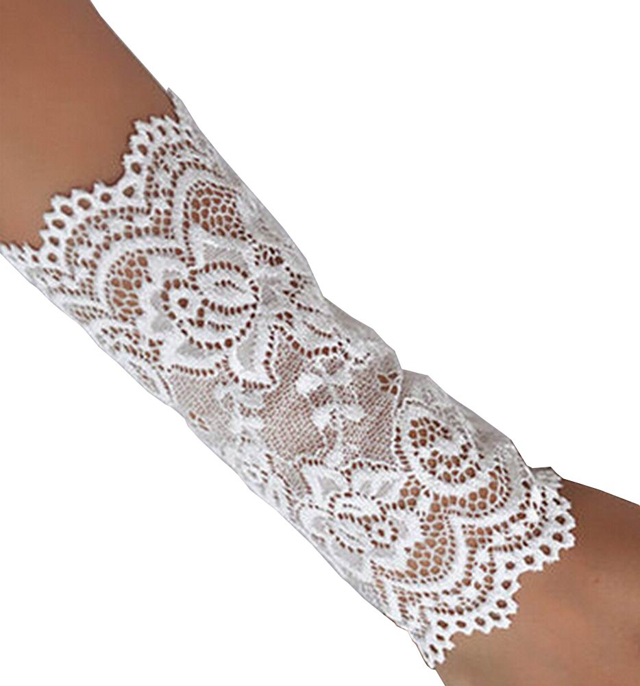 1 Pair [White 16.5cm] Lace Bracers Wrist Protector Wrist Sleeves