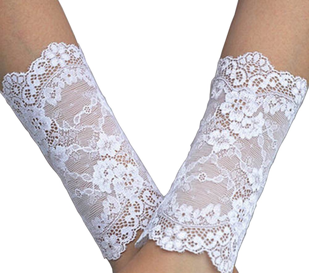 1 Pair White 15cm Beautiful Lace Bracers Wrist Protector Wrist Sleeves