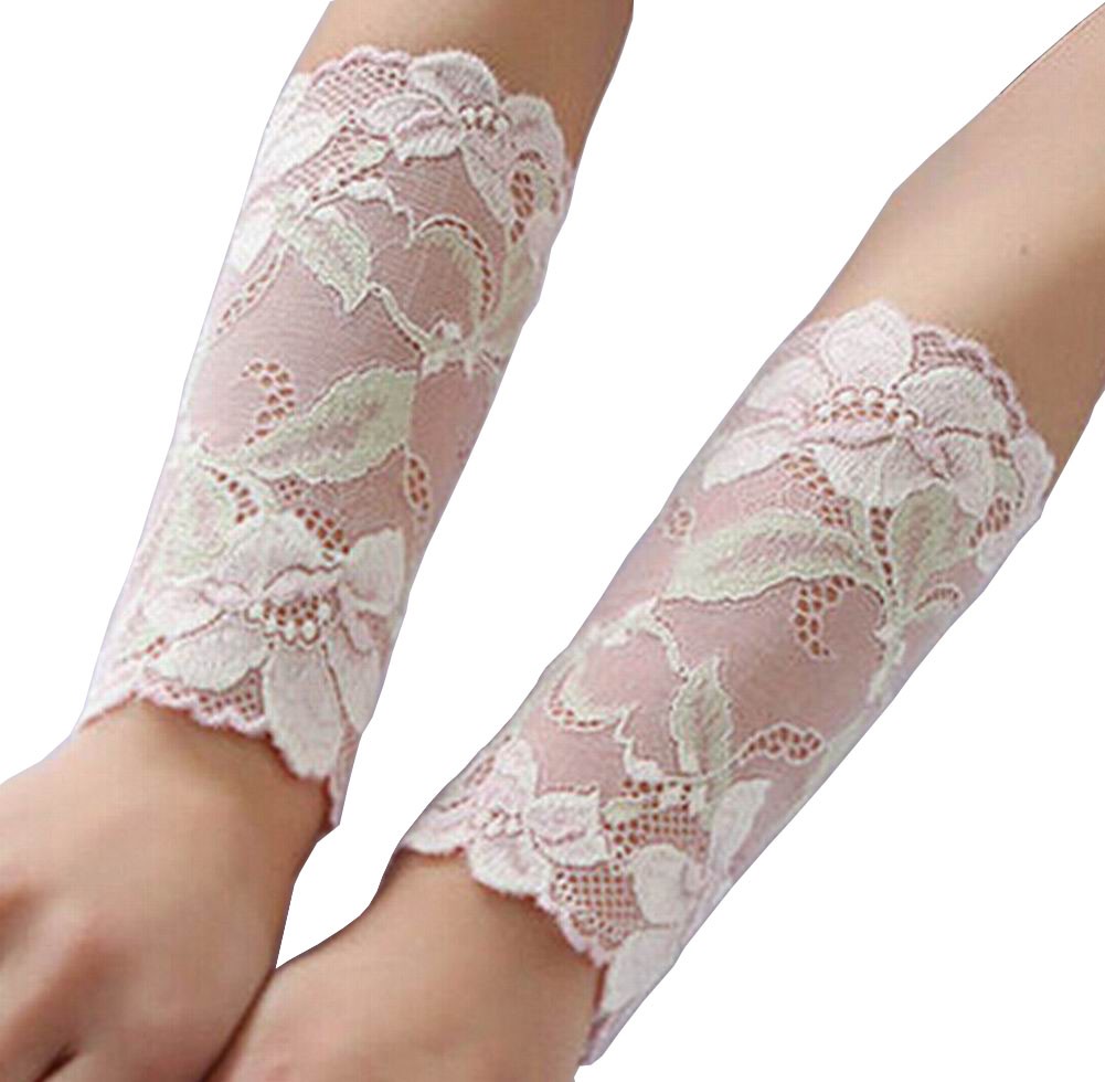 1 Pair Pink 17cm Beautiful Lace Bracers Wrist Protector Wrist Sleeves
