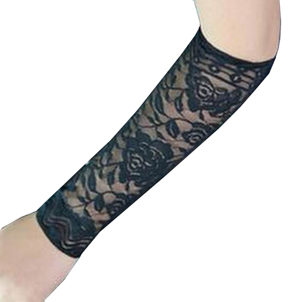 1 Pair Fashion Lace Bracers Elbow Guards Women Arm Sleeves Black