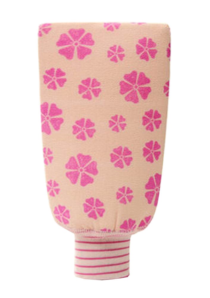 Set of 2 [Plum Flower Pink] Bath Mitt Shower Glove Exfoliating Glove