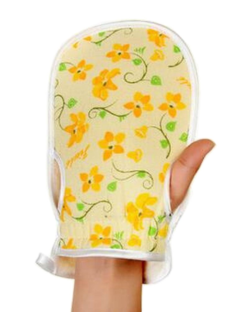 Set of 2 [Orchid Yellow] Bath Mitt Shower Glove Body Exfoliating Glove