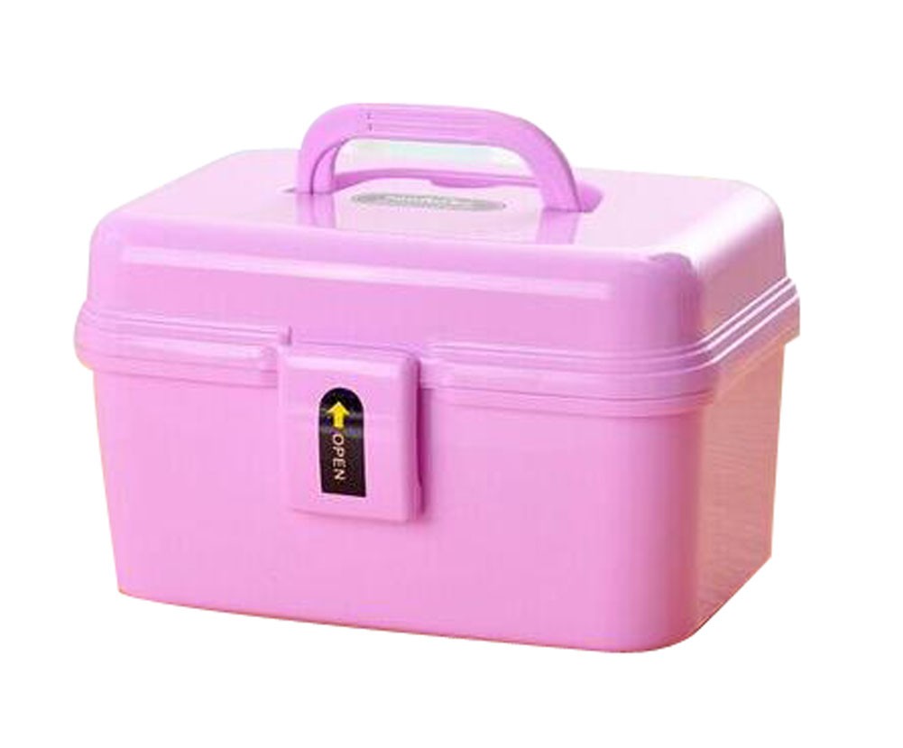 Portable Handheld Family Medicine Cabinet First Aid Kit Storage Box Purple