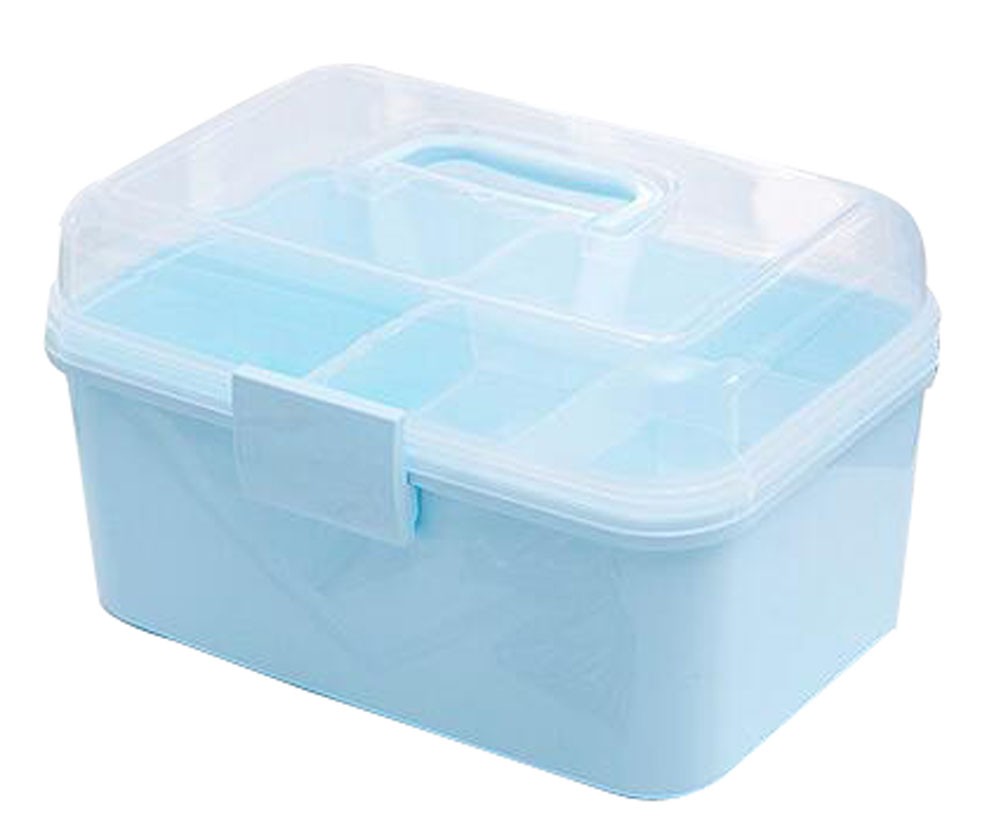 Portable Handheld Family Medicine Cabinet First Aid Kit Storage Box Light Blue