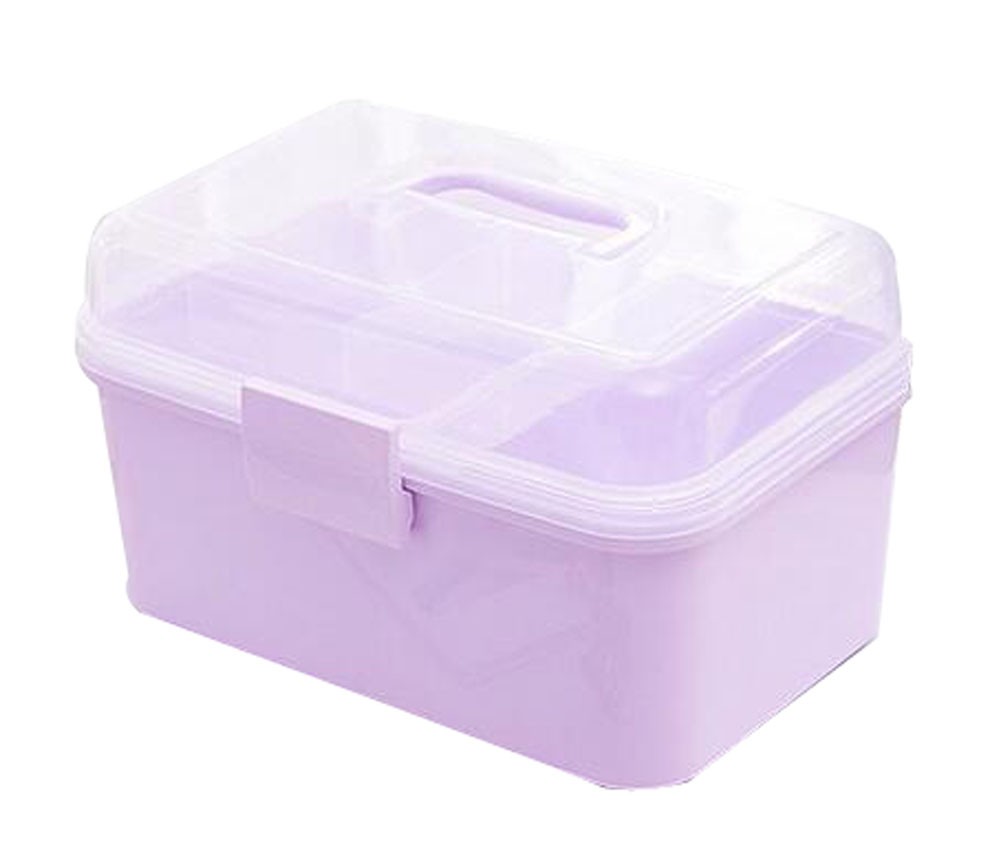 Portable Handheld Family Medicine Cabinet First Aid Kit Storage Box Light Purple