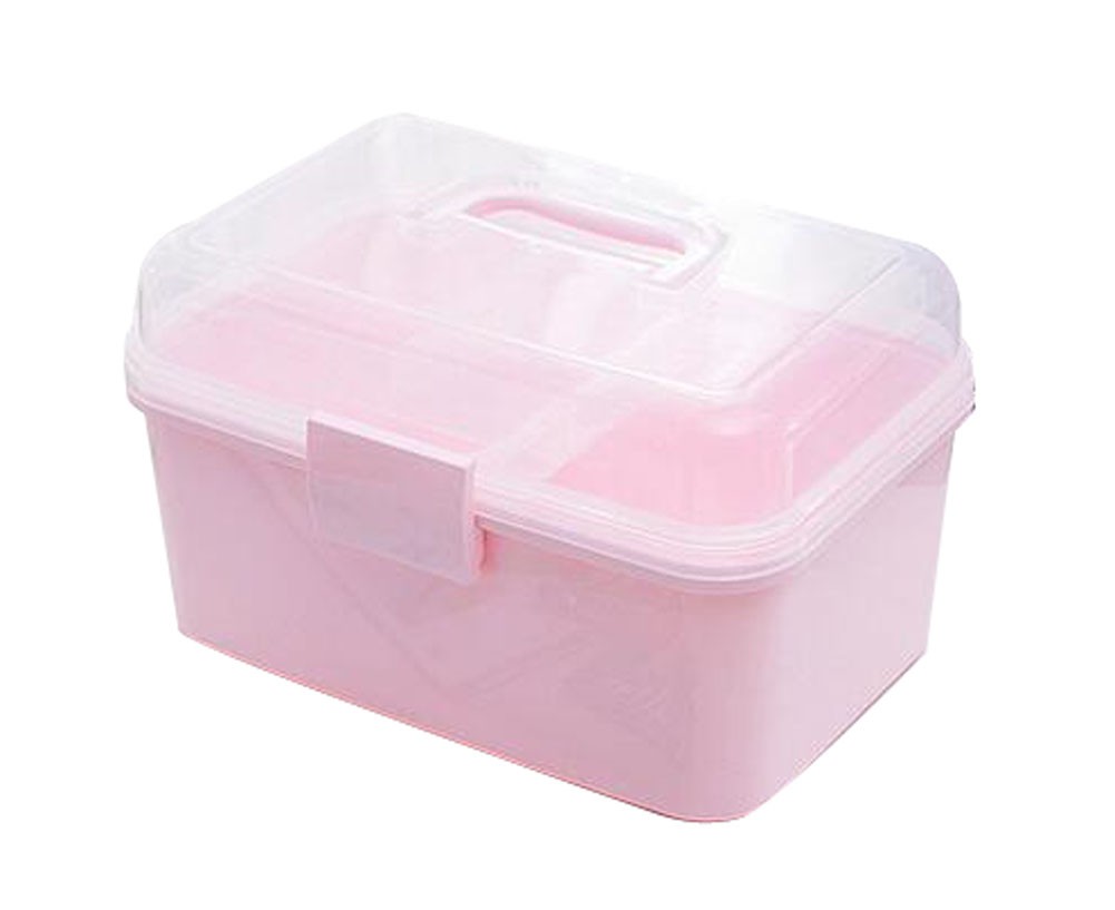 Portable Handheld Family Medicine Cabinet First Aid Kit Storage Box Light Pink