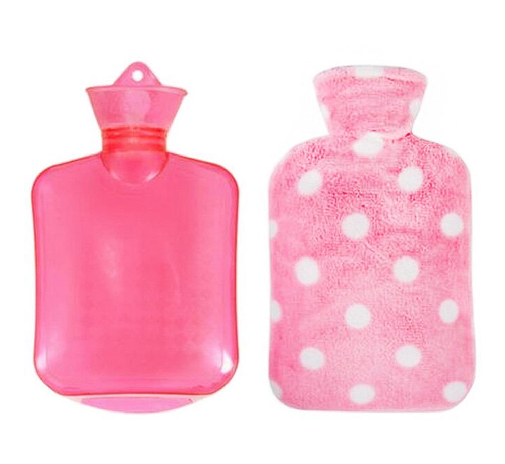 [Pink] Classic Hot Water Bottle with Cover Hot Water Bag