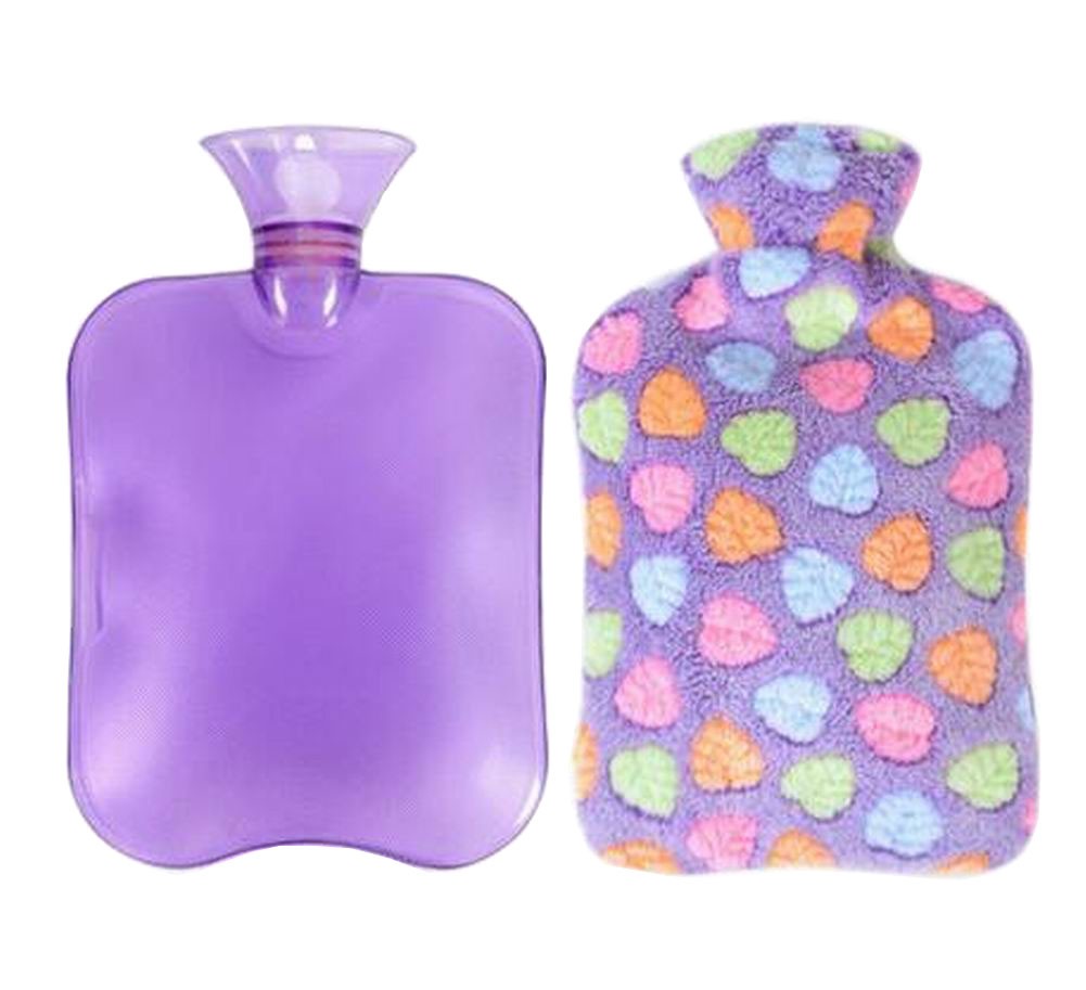 [Leaves Purple] Classic Hot Water Bottle with Cover Winter Hand Warmer