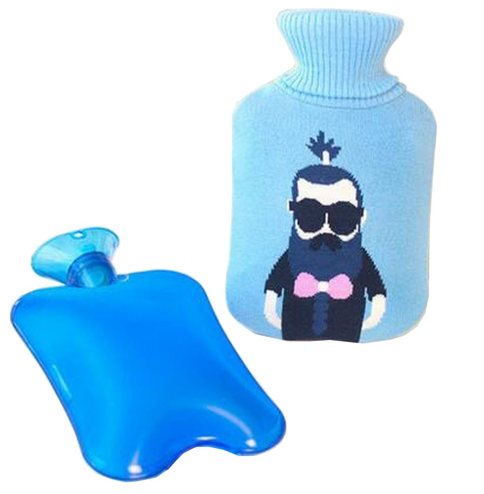 [Blue] Useful Hot Water Bottle with Cover Water Heating Bag