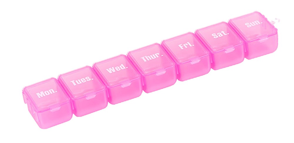 Pink 7-Day Weekly Detachable Pills/Vitamins Box Multi-Purpose Organizer