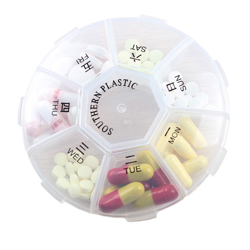 Mini Portable Clear 7-Day Weekly Pills/Vitamins Box Multi-Purpose Organizer