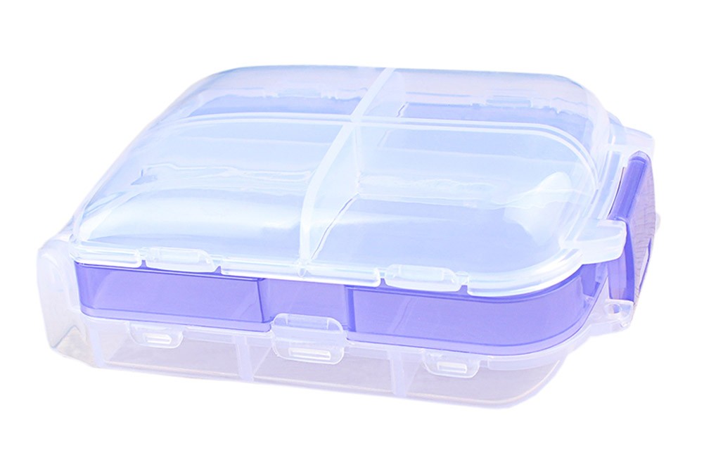 Mini Portable 8-Slot Pills/Vitamins Box Multi-Purpose Organizer Purple
