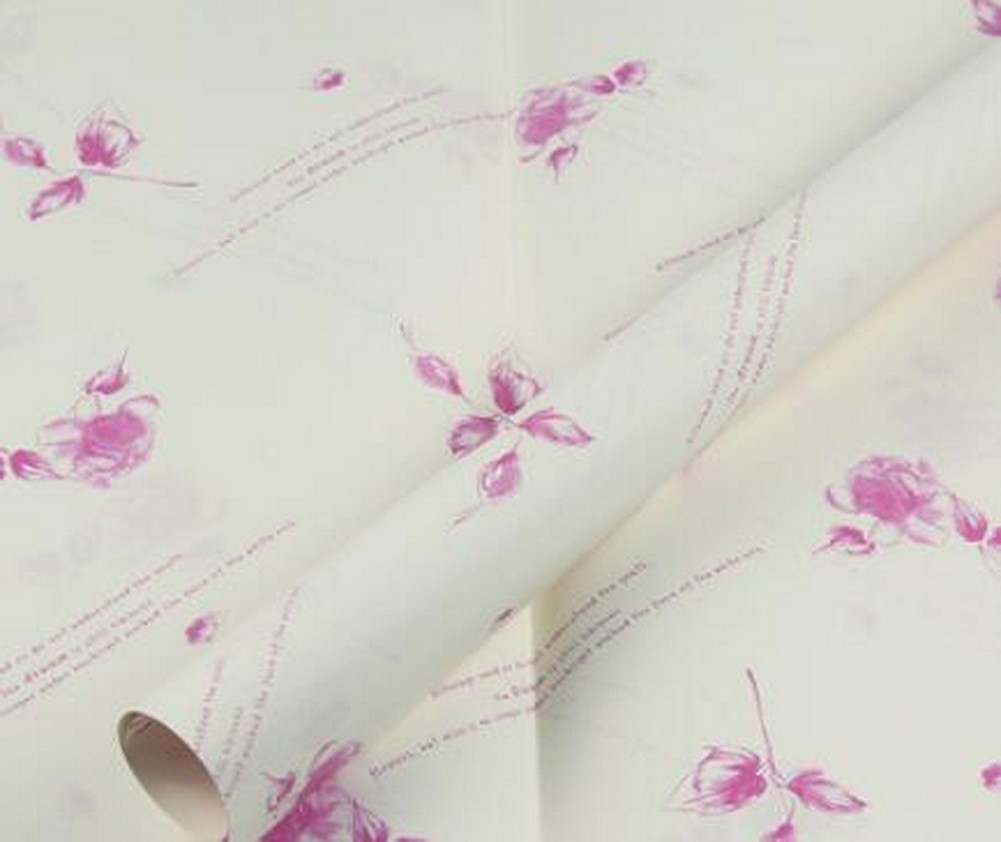 20 Sheets Wrap Paper Rose-carmine Floral Packaging Materials