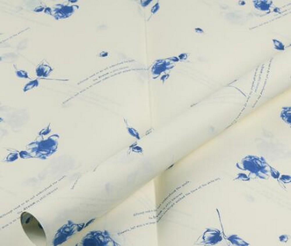 20 Sheets Floral Wrap Paper Blue Chic Packaging Materials