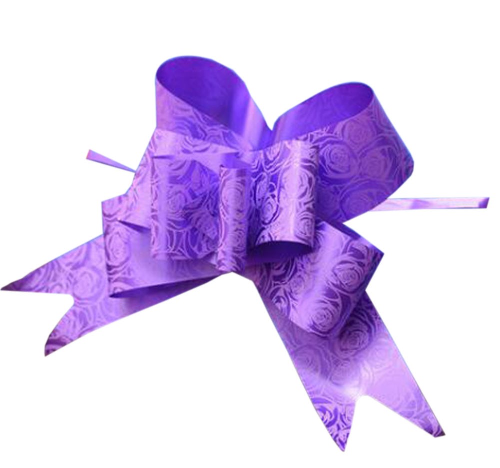 Rose Pattern Pull String Ribbons [Purple] 60PCS Gift Wrap Ribbons
