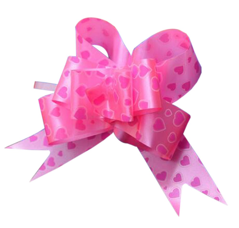 [Pink] 60PCS Heart Pattern Party Decoration Pull String Bows/ Ribbons