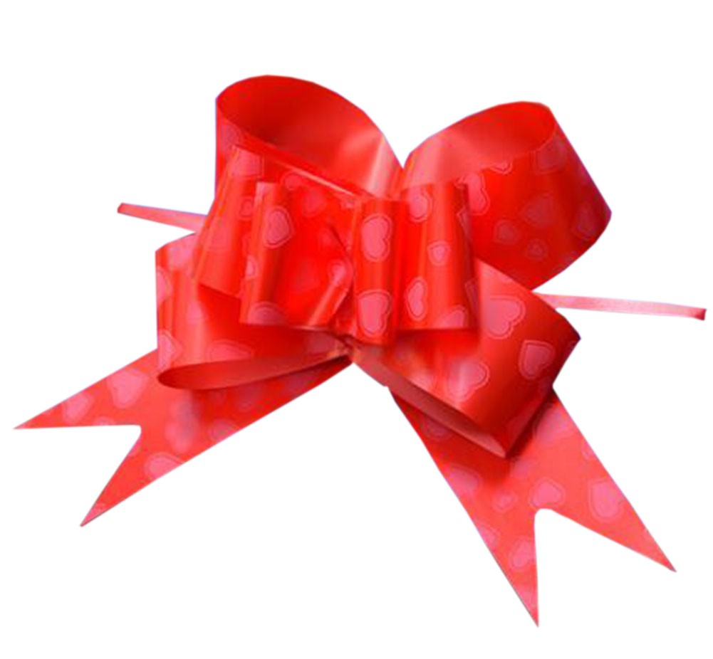 Heart Pattern Party Decoration [Red] Pull String Bows/ Ribbons, 60PCS