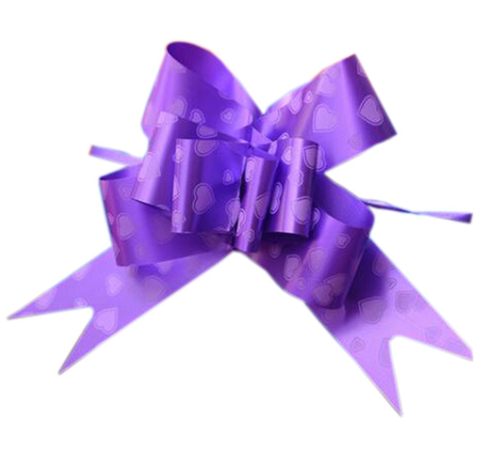 [Purple, Heart] Gift Wrap Party Decoration Pull String Bows/Ribbons, 60PCS