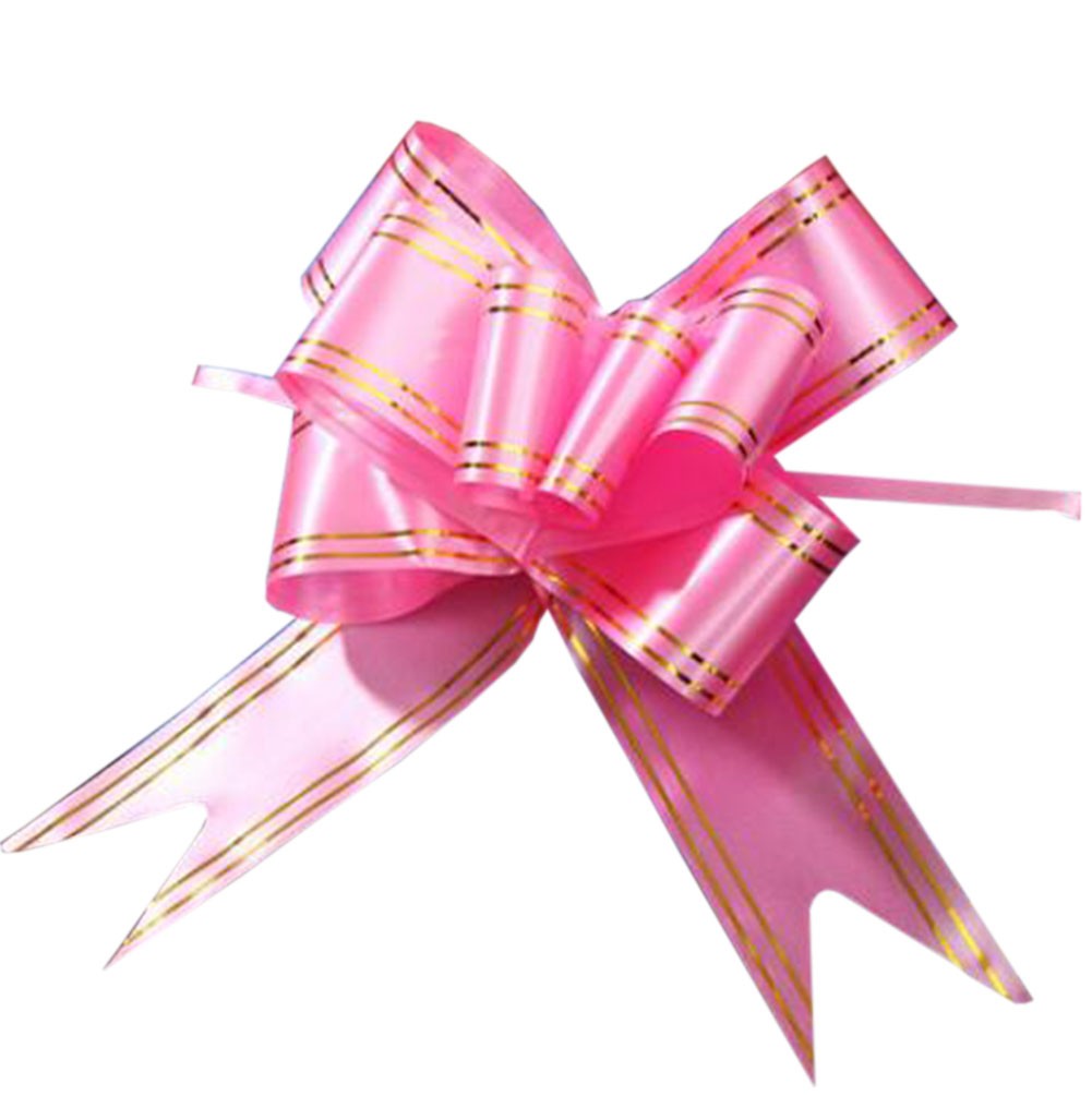 Floral Decoration Pull String Ribbons, 60PCS Pull Flower Ribbons [Pink]
