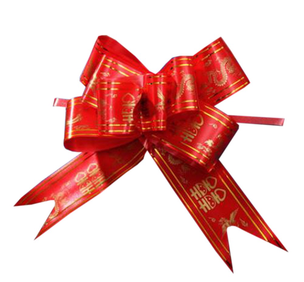 Red Floral Decoration Pull String Ribbons 60PCS Chinese Character Decor Ribbons