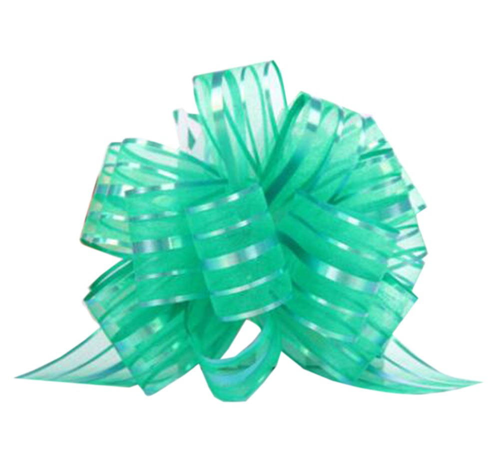 Set of 6 Pull String Bows Wrap Ribbon for Wedding Party [Green]