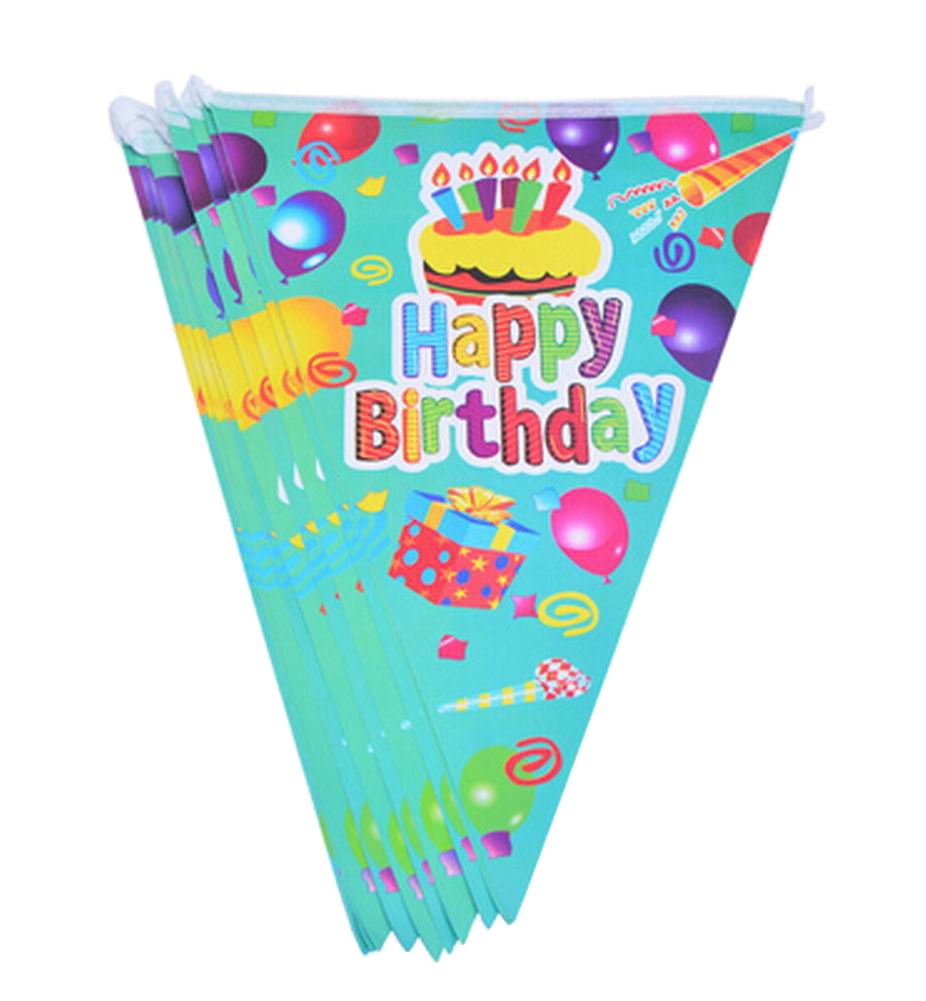 Set of 2 Party Banners Triangular Flags Birthday Party Decor Cake Green