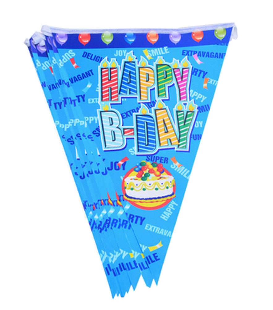 Set of 2 Party Banners Hanging Flags Birthday Decor Blue