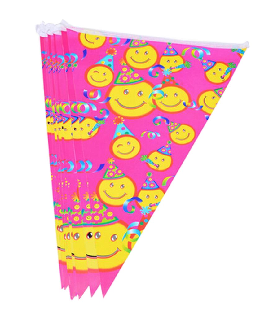 Set of 2 Party Banners Pennant Banner Party Decor Smiling Face