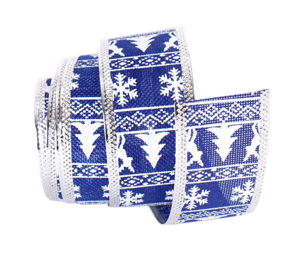 [Snowflake and Christmas Tree] Party Supply Home Decor Ribbon, Blue