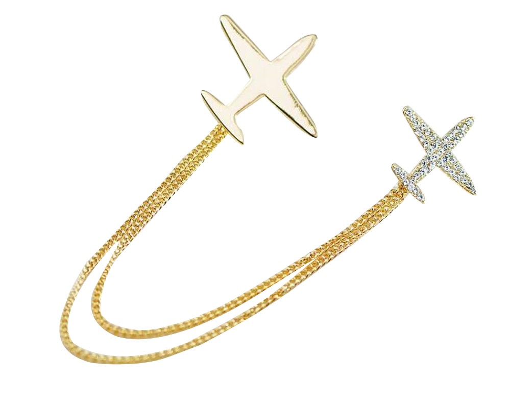 Women Special Aircraft Shape Brooch Clothing Accessories Gold Color
