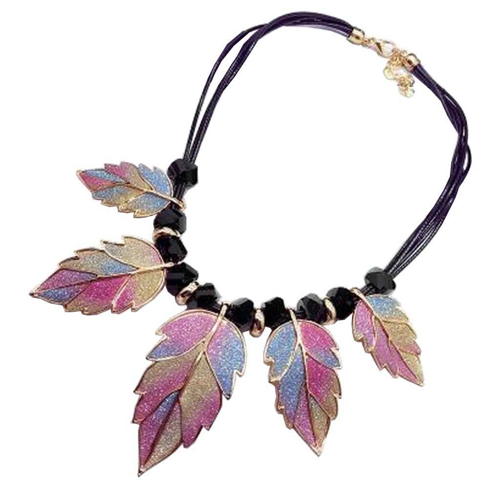 [Leaf Colorful] Stylish Costume Necklace Sweater Necklace Costume Jewelry