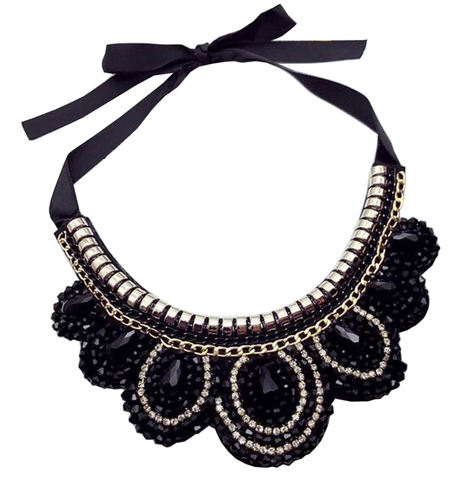 [Black] Fashion Costume Necklace Sweater Necklace Collar Jewelry