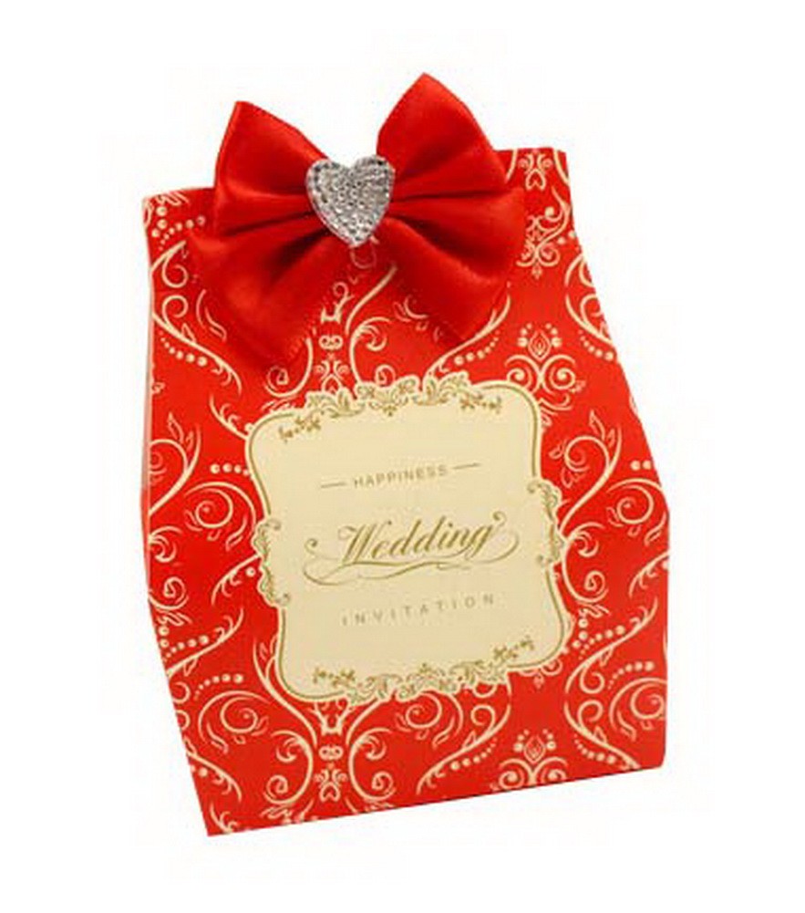 Set of 10 Wedding Festival Candy Paper Bag/Chocolate Box/Gift Carrier Red