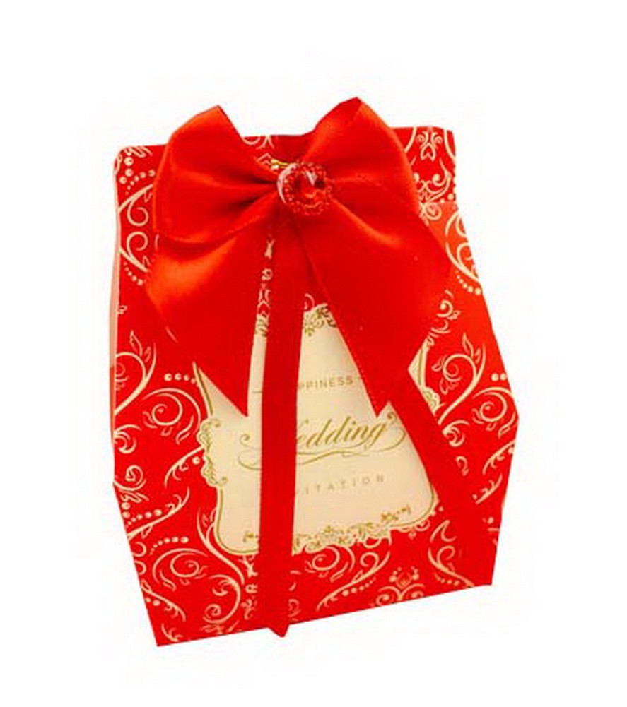 Set of 10 Wedding Festival Candy Bag/Chocolate Box/Gift Carrier [Red Bow]