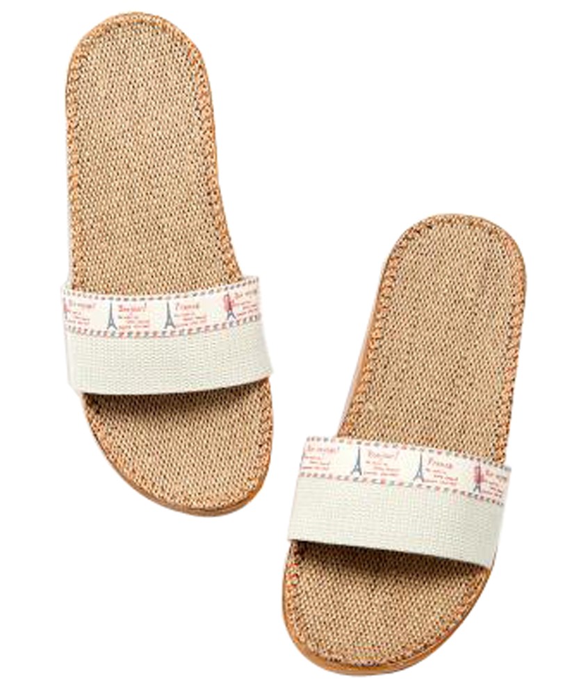 Women's Cozy Fabric On House Slippers Braid Cozy Linen Indoor House Slippers