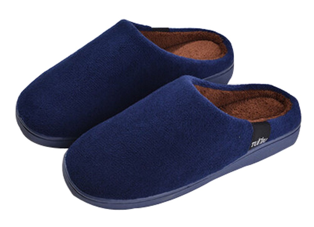 Winter Cotton Slippers Male More Household Indoor Warm Slippers Navy Blue